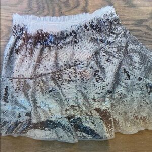 Sparkling Silver Sequin Kids Skirt